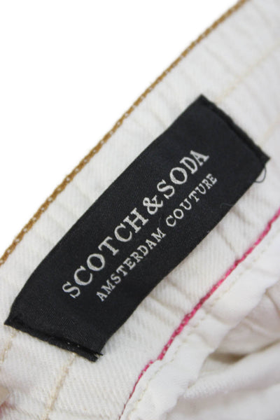 Scotch & Soda Mens White Jogger Pants Drawstring Cotton Linen Size 33