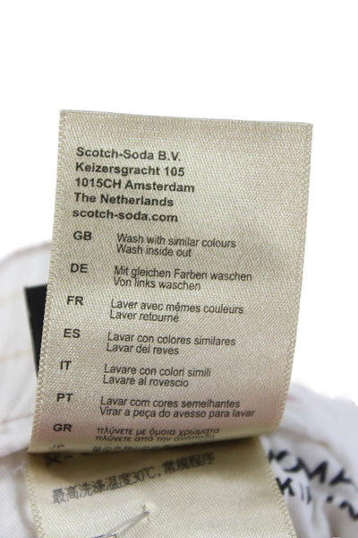 Scotch & Soda Mens White Jogger Pants Drawstring Cotton Linen Size 33