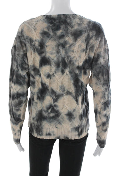 27 Miles Unisex Pullover V-Neck Argyle Cotton Beige Long Sleeve Sweater Size S