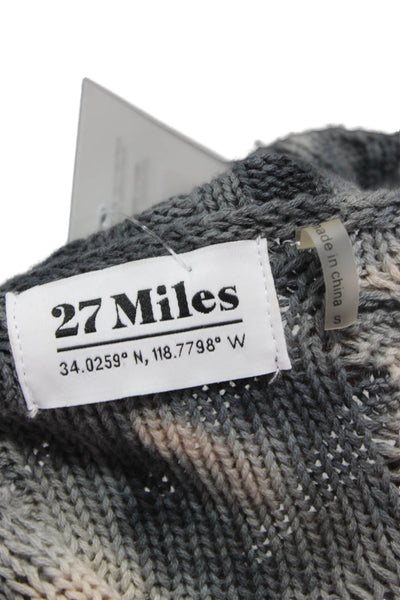 27 Miles Unisex Pullover V-Neck Argyle Cotton Beige Long Sleeve Sweater Size S