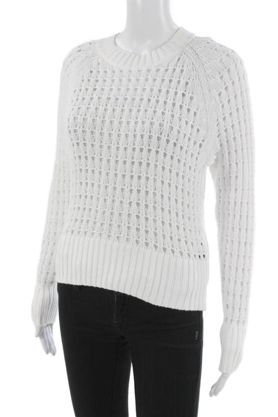 J Crew Unisex Pullover Sweater White 100% Cotton Crew Neck Long Sleeve Size XS