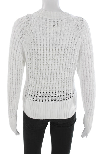 J Crew Unisex Pullover Sweater White 100% Cotton Crew Neck Long Sleeve Size XS
