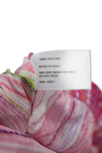 Frankies Bikinis Unisex Pink Striped Viscose Beach Shorts Size M