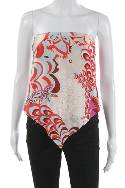 Zara Womens Cropped Sleeveless Geometric Tie Beach Top Red Polyester Size S