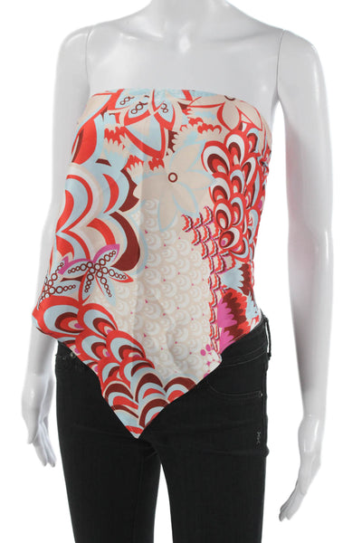 Zara Womens Cropped Sleeveless Geometric Tie Beach Top Red Polyester Size S