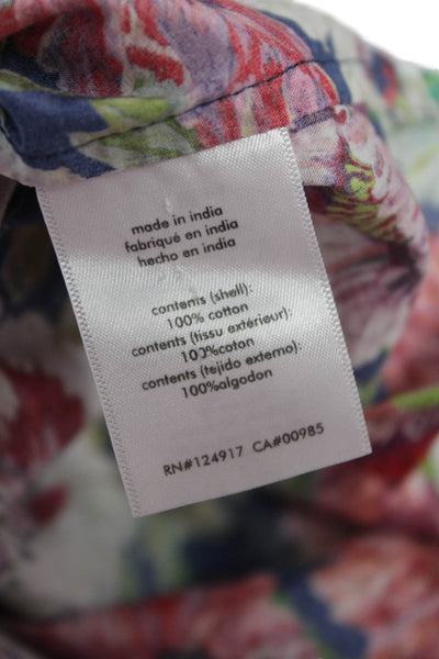 ONIA Mens Dark Blue Floral Cotton Collared Short Sleeve Button-Up Size M