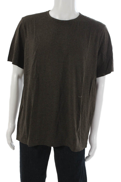 Theory Mens Designer Brown Pima Cotton Crew Neck Short Sleeve T-Shirt Size 2XL