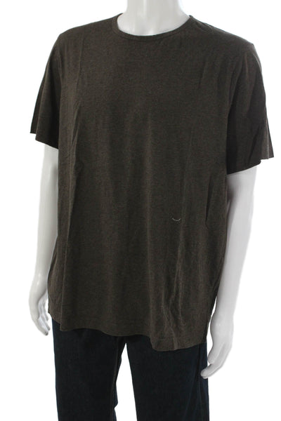 Theory Mens Designer Brown Pima Cotton Crew Neck Short Sleeve T-Shirt Size 2XL