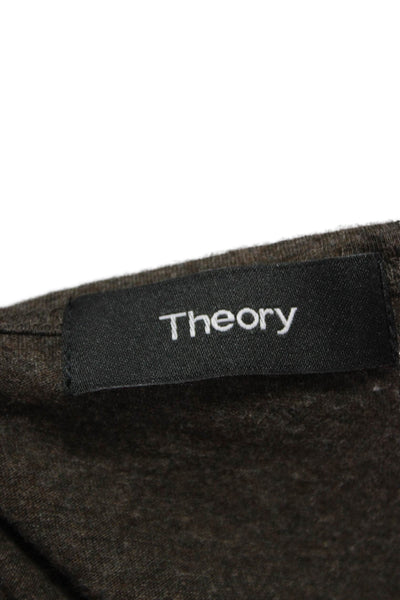Theory Mens Designer Brown Pima Cotton Crew Neck Short Sleeve T-Shirt Size 2XL