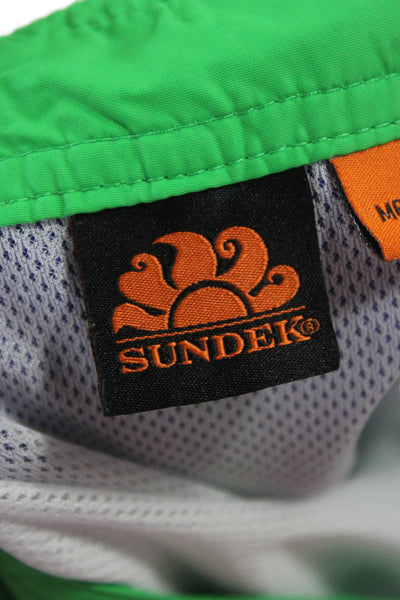 Sundek Mens Drawstring Logo Swim Trunks Green Blue Size 34