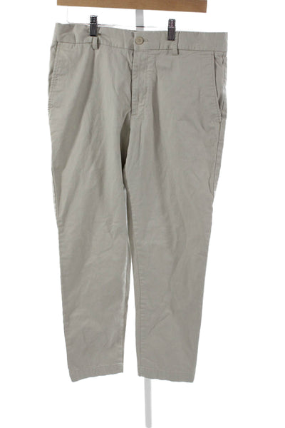Zara Mens Chino Pants Beige Button Closure Size 32