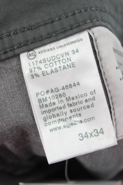 AG Adriano Goldschmied Men Chinos Dark Gray Cotton Stretch Size 34