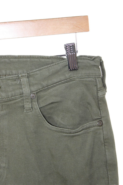Paige Black Label Mens Slim Green Viscose Jeans Button Fly Size 33
