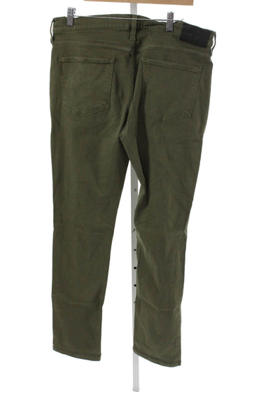 Paige Black Label Mens Slim Green Viscose Jeans Button Fly Size 33