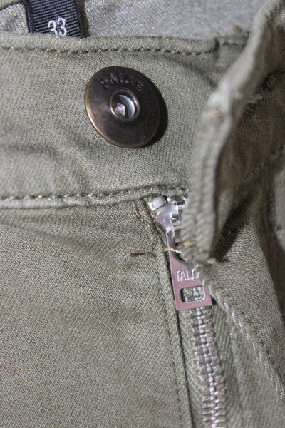 Paige Black Label Mens Slim Green Viscose Jeans Button Fly Size 33