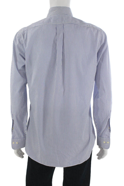 Ralph Lauren Black Label Mens Button-Down Shirt Striped Blue Cotton Size 15.5