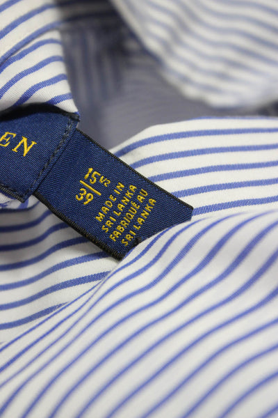 Ralph Lauren Black Label Mens Button-Down Shirt Striped Blue Cotton Size 15.5