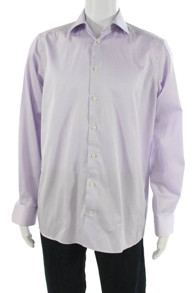 Eton Mens Purple Solid Cotton Dress Shirt Size 16.5