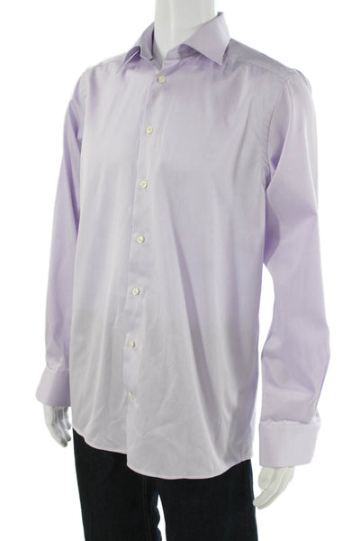 Eton Mens Purple Solid Cotton Dress Shirt Size 16.5