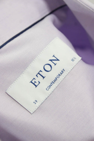 Eton Mens Purple Solid Cotton Dress Shirt Size 16.5