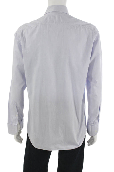 Davide Cenci Mens Dress Shirt Light Blue Check Cotton Long Sleeve Size 16