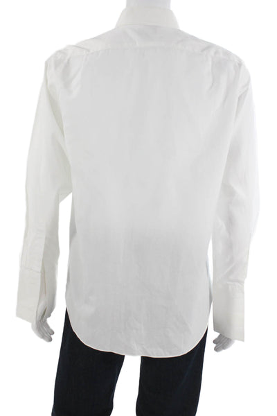 J Crew Mens Point Collared White Cotton Dress Shirt Long Sleeve Size 16