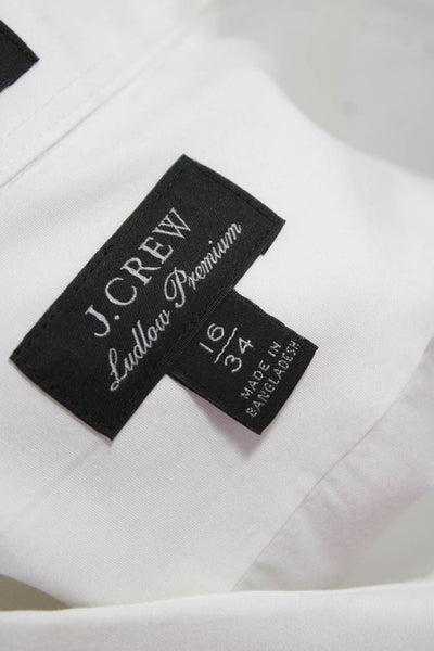 J Crew Mens Point Collared White Cotton Dress Shirt Long Sleeve Size 16