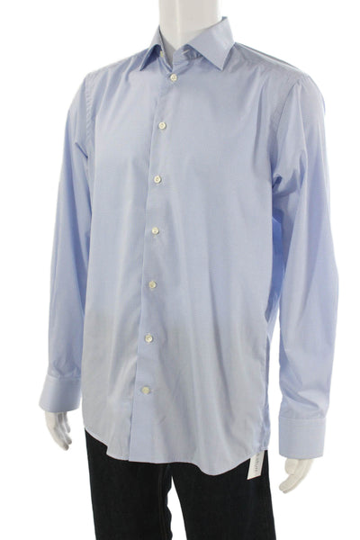 Eton Mens Blue Gingham Cotton Collared Dress Shirt 38/39 Size 15.5