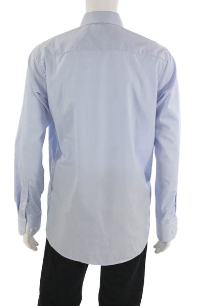 Eton Mens Blue Gingham Cotton Collared Dress Shirt 38/39 Size 15.5