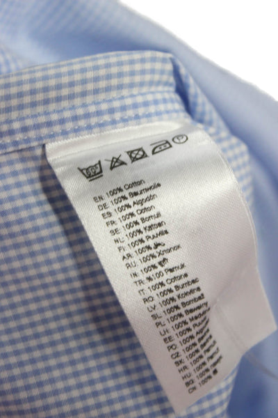 Eton Mens Blue Gingham Cotton Collared Dress Shirt 38/39 Size 15.5