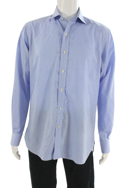 Polo Ralph Lauren Mens Classic Blue Check Cotton Blend Dress Shirt Size 16