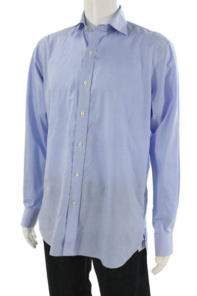 Polo Ralph Lauren Mens Classic Blue Check Cotton Blend Dress Shirt Size 16