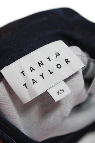 Tanya Taylor Women Dark Blue A-Line Midi Dress Long Sleeve Size XS