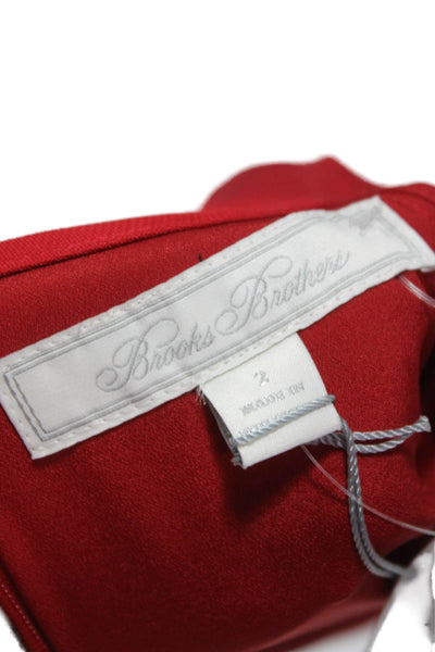 Brooks Brothers Womens A-Line Red Viscose Long Sleeve Midi Dress Size 2