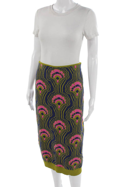 Sportmax Women Straight Pencil Skirt Multicolor Geometric Viscose Midi Size S