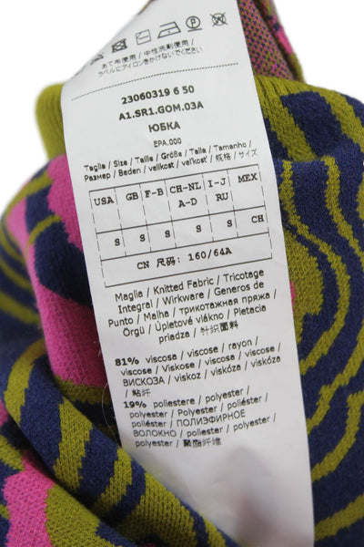 Sportmax Women Straight Pencil Skirt Multicolor Geometric Viscose Midi Size S