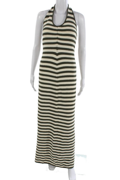 Osis Studio Women Beige Striped Maxi Sweater Dress Sleeveless Size M