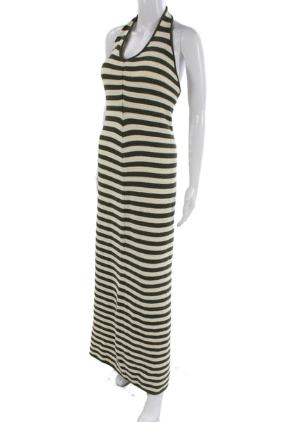 Osis Studio Women Beige Striped Maxi Sweater Dress Sleeveless Size M