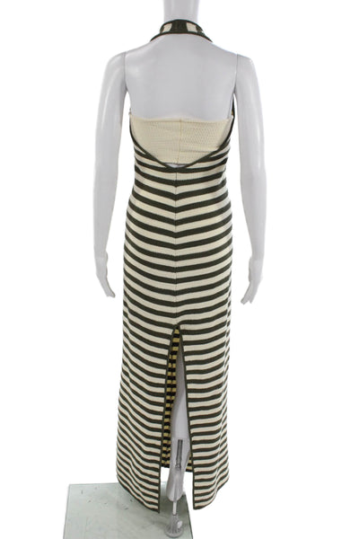 Osis Studio Women Beige Striped Maxi Sweater Dress Sleeveless Size M