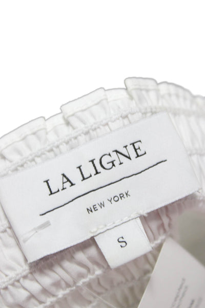 La Ligne Womens White Cotton Square Neck Long Sleeve Blouse Size S
