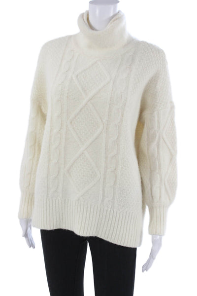 Brooks Brothers Unisex Merino Wool Argyle Turtleneck Pullover White Size M