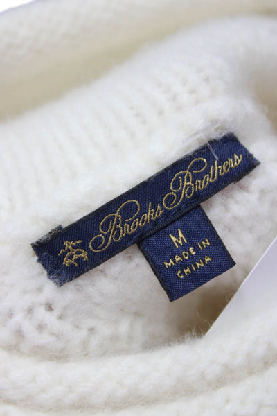 Brooks Brothers Unisex Merino Wool Argyle Turtleneck Pullover White Size M