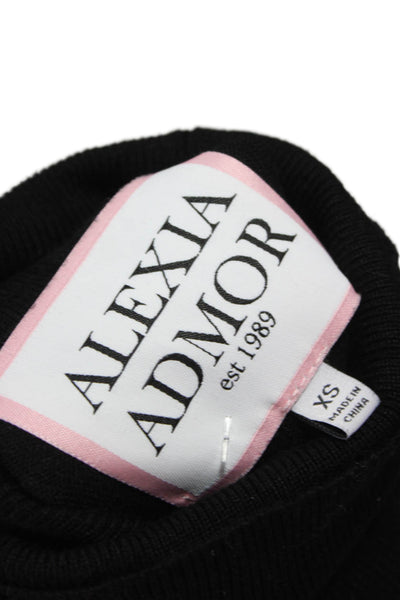 Alexia Admor Unisex Black Mock Neck Ski Pullover Graphic Print Size XS