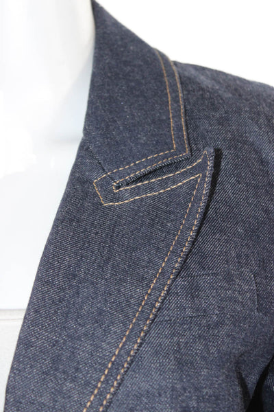 Claudie Pierlot Women Dark Blue Button Blazer Long Sleeve Cotton Size S