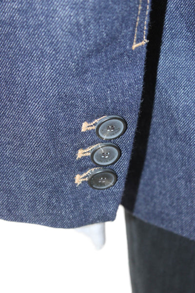 Claudie Pierlot Women Dark Blue Button Blazer Long Sleeve Cotton Size S