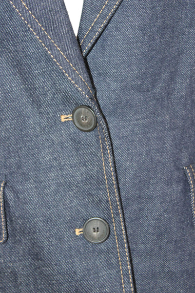 Claudie Pierlot Women Dark Blue Button Blazer Long Sleeve Cotton Size S