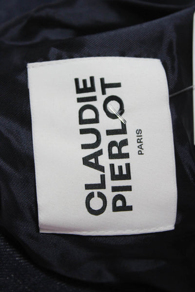 Claudie Pierlot Women Dark Blue Button Blazer Long Sleeve Cotton Size S