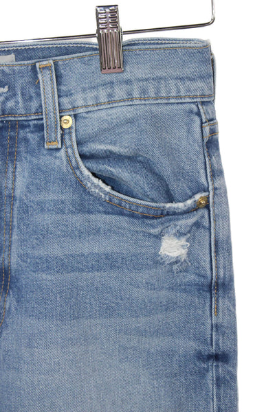 Le Jean Women Blue Straight Cropped High Rise Jeans Size 27