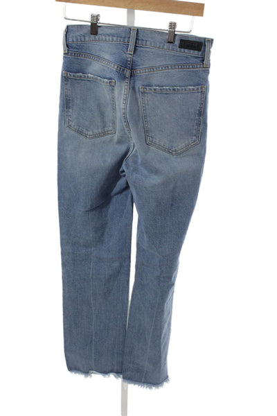 Le Jean Women Blue Straight Cropped High Rise Jeans Size 27