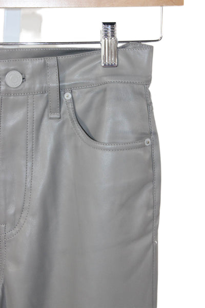 Hudson Unisex Gray Faux Leather Pants Button 30 Inseam 90s Size 26